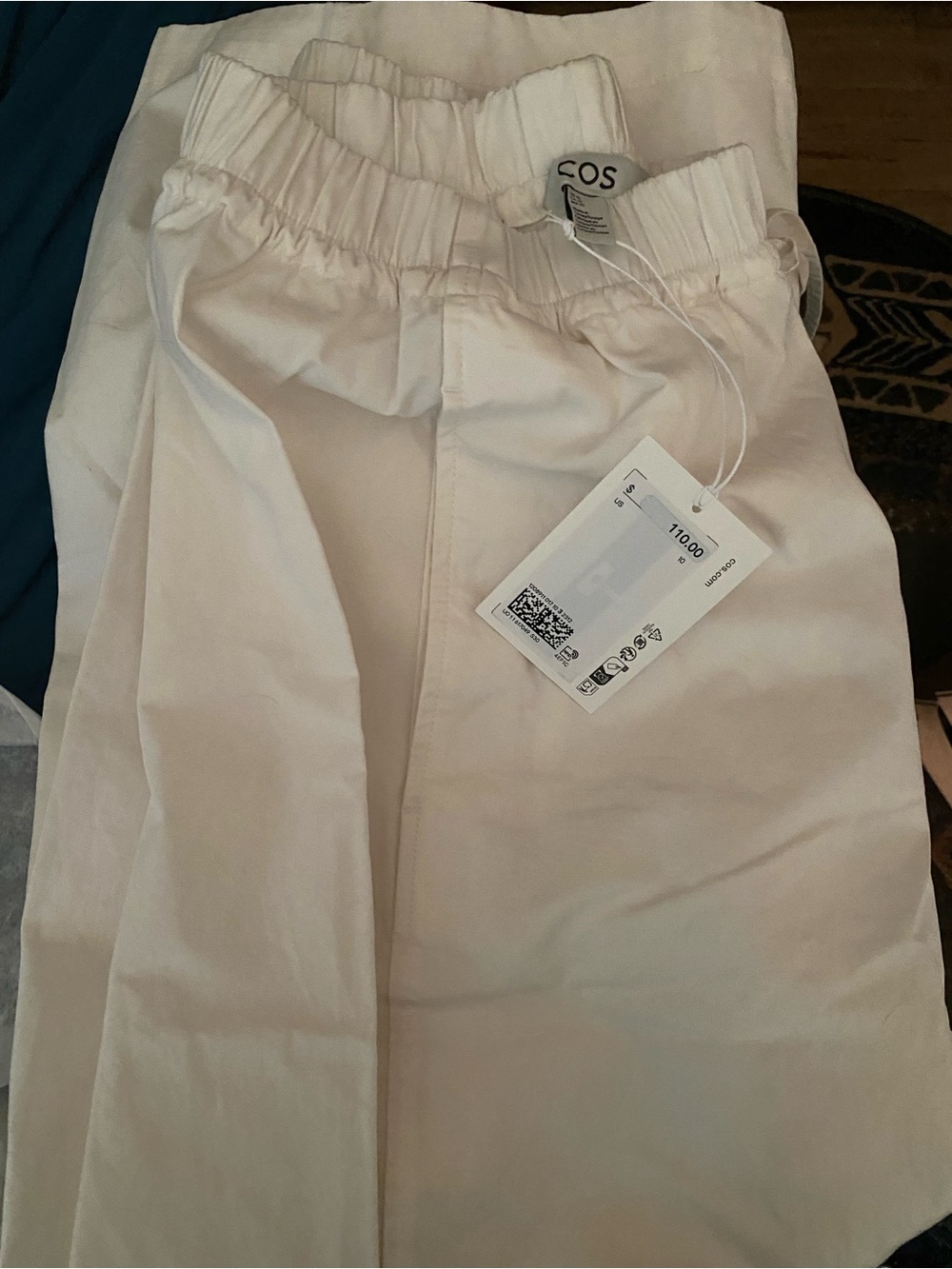 NWT viral Cos Elasticated Waist Barrel Pants- white- size 10 - Picture 6 of 6